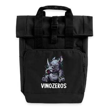 Vinozeros Weinkenner Weintrinker Weinliebhaber - Rolltop Rucksack mit zwei Griffen - Schwarz - Vorne