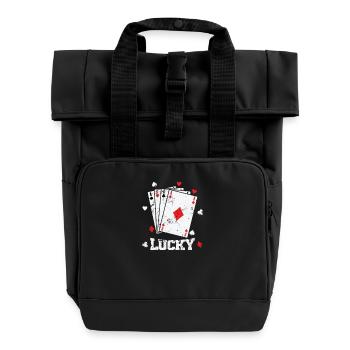 Jeu de cartes porte-bonheur Skat Poker - Sac à dos Roll Top à deux anses - noir - Devant