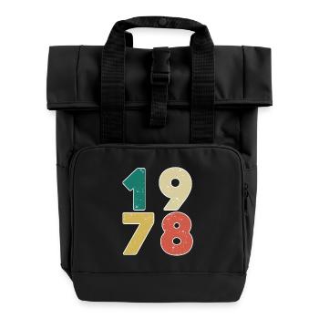 1978 - Born 1978 - Built in 1978 - Roll Top Backpack with Two Handles - black - Front