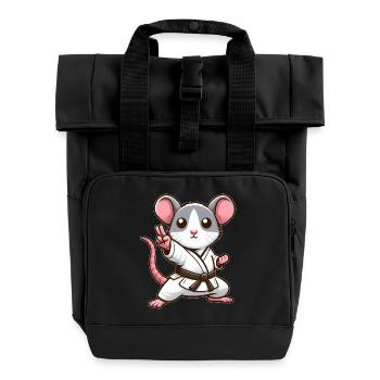 Mouse Rat Karate Japanese Martial Arts Martial Arts - Roll Top Backpack with Two Handles - black - Front