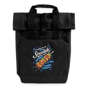 Ich Bin Hier Für Das Souvlaki Erlebnis - Rolltop Rucksack mit zwei Griffen - Schwarz - Vorne