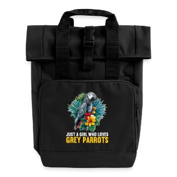 Graupapageien Graupapagei - Rolltop Rucksack mit zwei Griffen - Schwarz - Vorne