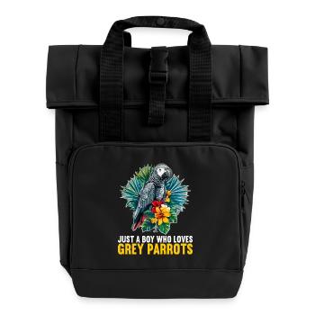 Graupapageien Graupapagei - Rolltop Rucksack mit zwei Griffen - Schwarz - Vorne