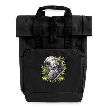Graupapageien Graupapagei - Rolltop Rucksack mit zwei Griffen - Schwarz - Vorne