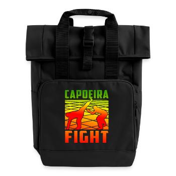 Capoeira Kampf - Rolltop Rucksack mit zwei Griffen - Schwarz - Vorne