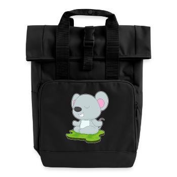 Mouse Yoga Fitness Meditation - Roll Top Backpack with Two Handles - black - Front