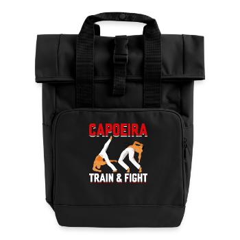 Capoeira train and fight - Roll Top Backpack with Two Handles - black - Front