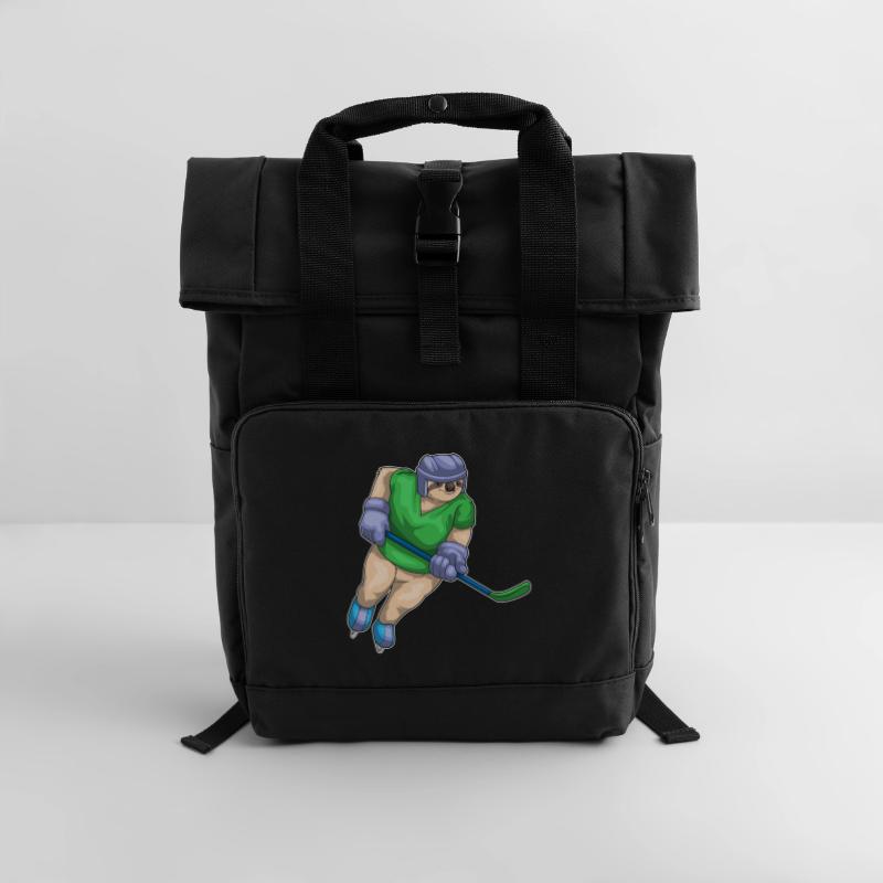 Faultier Eishockey Eishockeyschläger Rolltop Rucksack mit zwei Griffen