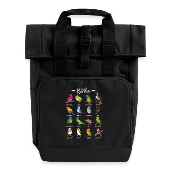 Viele bunte Vögel - Rolltop Rucksack mit zwei Griffen - Schwarz - Vorne