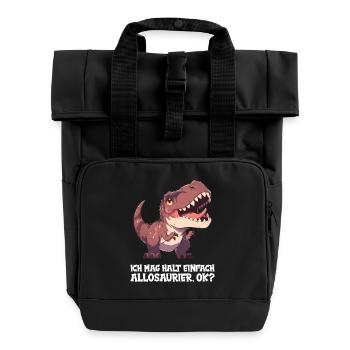 Allosaurier Allosaurus - Rolltop Rucksack mit zwei Griffen - Schwarz - Vorne