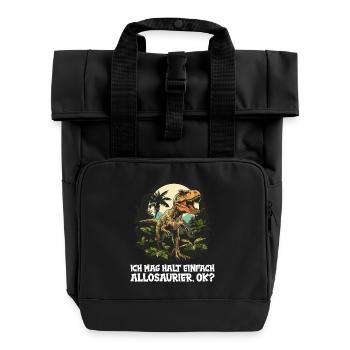 Allosaurier Allosaurus - Rolltop Rucksack mit zwei Griffen - Schwarz - Vorne