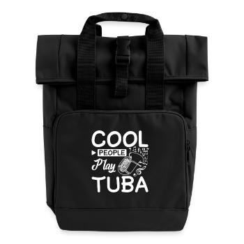 Cool people play tuba - Roll Top Backpack with Two Handles - black - Front