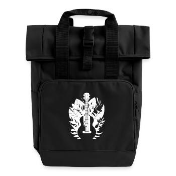 Ukulele Cartoon Look - Rolltop Rucksack mit zwei Griffen - Schwarz - Vorne