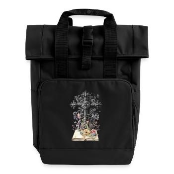 Kreuz Kreuze Blumen Beerdigung Kruzifix Tod - Rolltop Rucksack mit zwei Griffen - Schwarz - Vorne