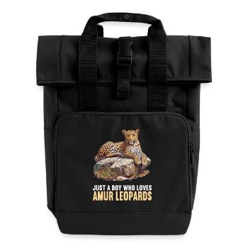 Amur Leopard Amurleoparden Amurleopard - Roll Top Backpack with Two Handles - black - Front