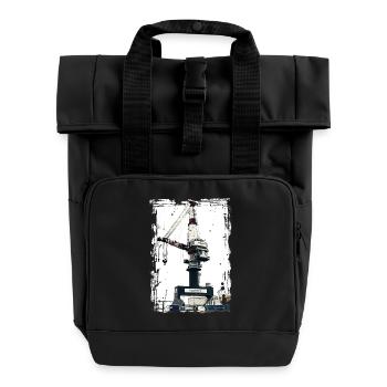 Rostock Port Liebherrr Kran - Rolltop Rucksack mit zwei Griffen - Schwarz - Vorne