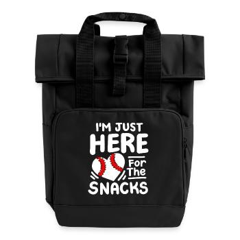 Baseball Baseballspieler - Rolltop Rucksack mit zwei Griffen - Schwarz - Vorne