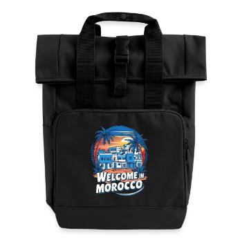Welcome To Moroccan Village - Roll Top Backpack with Two Handles - black - Front