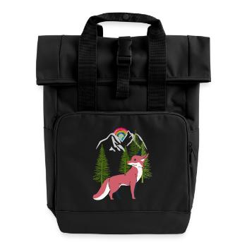 Renard, Renards, Nature, Conte de fées, Forêt, Nature, Arbre - Sac à dos Roll Top à deux anses - noir - Devant