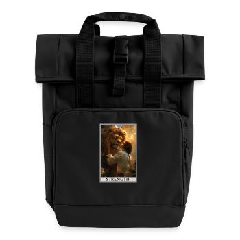 Tarotkarten Tarotkarte Strength Kraft - Rolltop Rucksack mit zwei Griffen - Schwarz - Vorne
