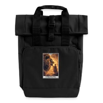 Tarotkarten Tarotkarte Strength Kraft - Rolltop Rucksack mit zwei Griffen - Schwarz - Vorne