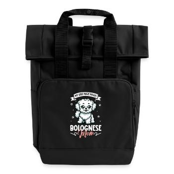 Bologneser Mama - Rolltop Rucksack mit zwei Griffen - Schwarz - Vorne