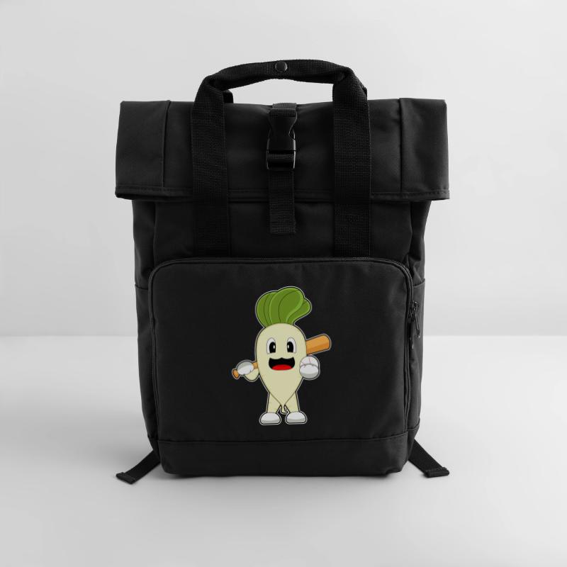 Radish Baseball Baseball Bat Roll Top Backpack with Two Handles