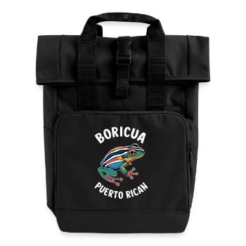 Boricua Puerto Rican Coqui Puerto Rico Frosch - Rolltop Rucksack mit zwei Griffen - Schwarz - Vorne
