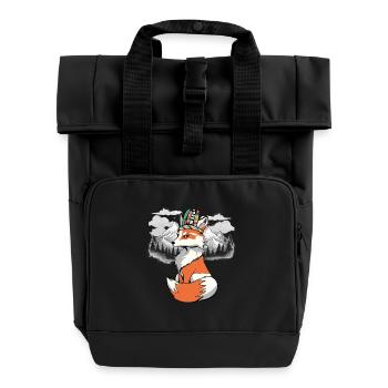 Schamanen Fuchs Füchse Schamane - Rolltop Rucksack mit zwei Griffen - Schwarz - Vorne