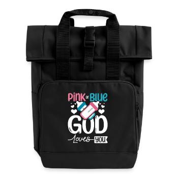 Pink or blue god loves you - Rolltop Rucksack mit zwei Griffen - Schwarz - Vorne