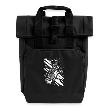 Saxophon - Rolltop Rucksack mit zwei Griffen - Schwarz - Vorne