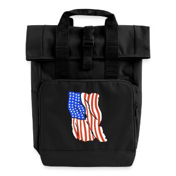 Amerikanische Flagge 4. Juli Patriotisch - Rolltop Rucksack mit zwei Griffen - Schwarz - Vorne