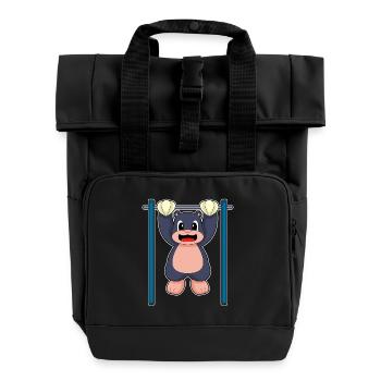 Maulwurf Bodybuilder Klimmzüge Bodybuilding - Rolltop Rucksack mit zwei Griffen - Schwarz - Vorne