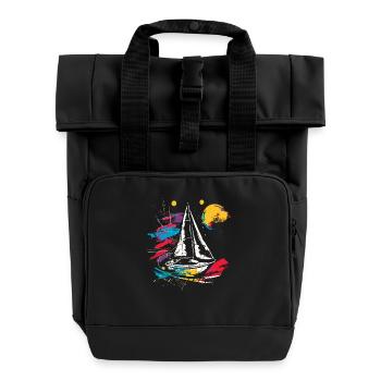 Grafik Segeln - Rolltop Rucksack mit zwei Griffen - Schwarz - Vorne