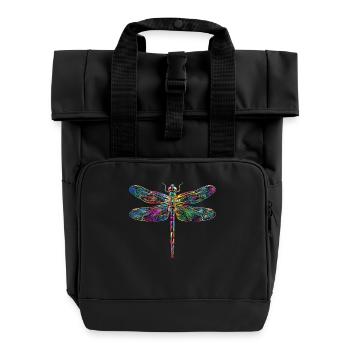 Libelle Dragonfly Bunte Flügel Süße Libellen - Rolltop Rucksack mit zwei Griffen - Schwarz - Vorne