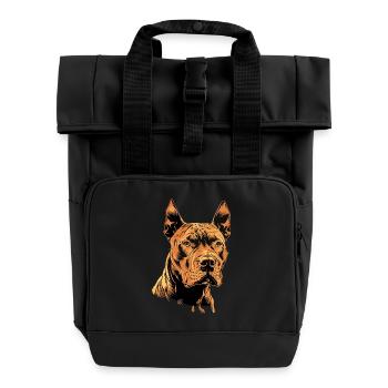 Pitbull Bulldog Pittie American Pitbull Terrier - Roll Top Backpack with Two Handles - black - Front