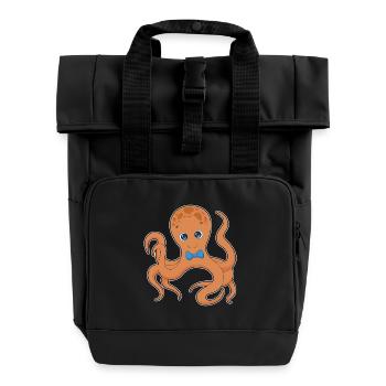 Octopus Bow Tie - Roll Top Backpack with Two Handles - black - Front