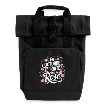 Pink October Fight against breast cancer - Roll Top Backpack with Two Handles - black - Front