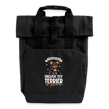 English Toy Terrier Mama - Roll Top Backpack with Two Handles - black - Front