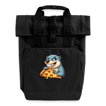 Süße Hyäne Schaukeln Spielplatz Cartoon - Rolltop Rucksack mit zwei Griffen - Schwarz - Vorne