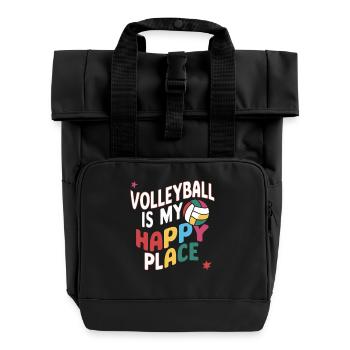 Volleyball Volleyball Player Volleyball Is My Happy - Roll Top Backpack with Two Handles - black - Front