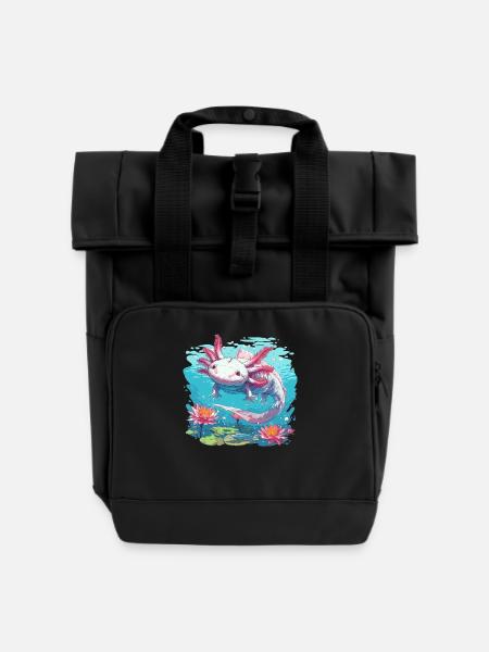 Axolotl - Rolltop Rucksack mit zwei Griffen - Schwarz