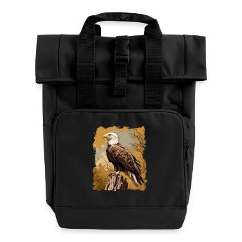 Pygargue à tête blanche Weißkopfseeadler - Sac à dos Roll Top à deux anses - noir - Devant