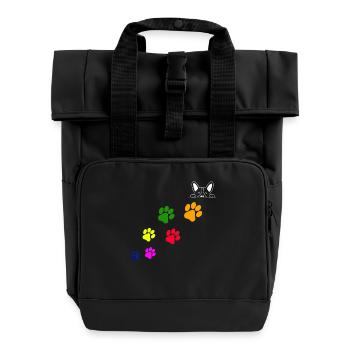 Hundepfoten-Abdrücke - Rolltop Rucksack mit zwei Griffen - Schwarz - Vorne