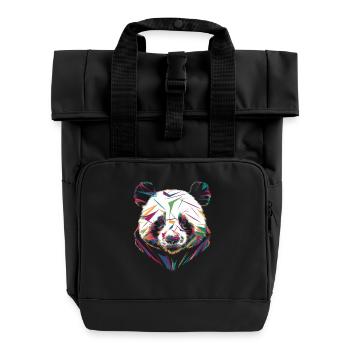 Tête de panda colorée Art abstrait - Sac à dos Roll Top à deux anses - noir - Devant