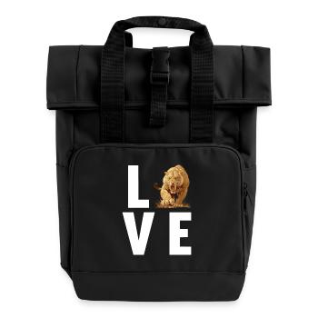 Saber-Toothed Tiger Sabertooth Tiger - Roll Top Backpack with Two Handles - black - Front