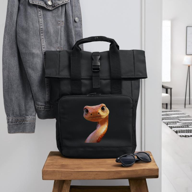 Snake Python Cobra Mamba Rattlesnake Snake Roll Top Backpack with Two Handles