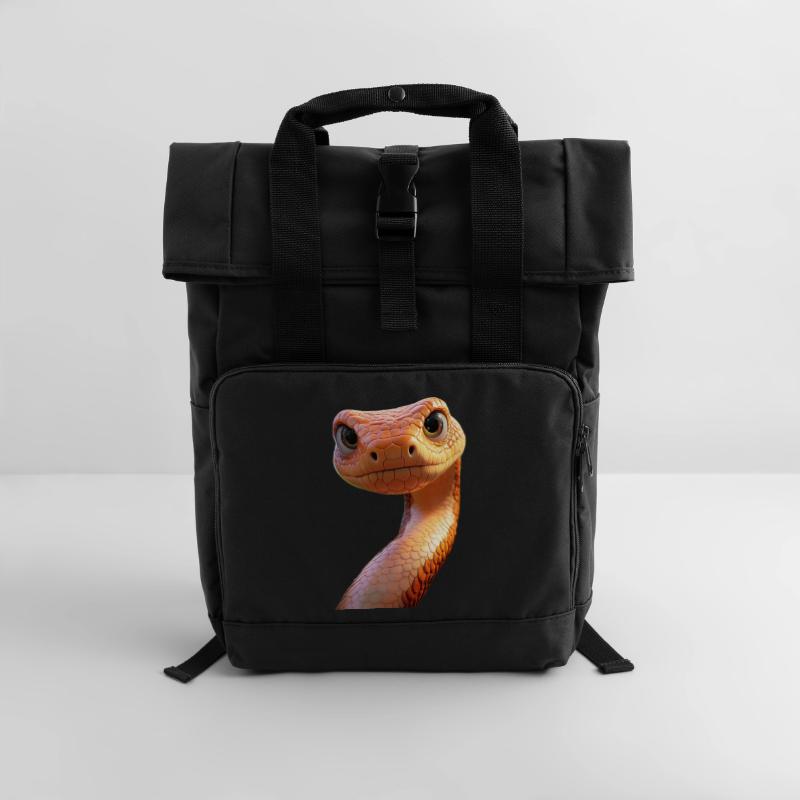 Snake Python Cobra Mamba Rattlesnake Snake Roll Top Backpack with Two Handles