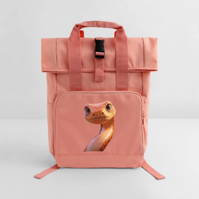 Snake Python Cobra Mamba Rattlesnake Snake Roll Top Backpack with Two Handles