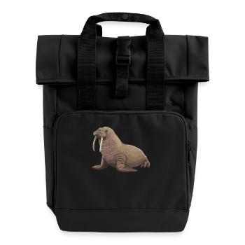 Walrus Walrosse Walross - Roll Top Backpack with Two Handles - black - Front